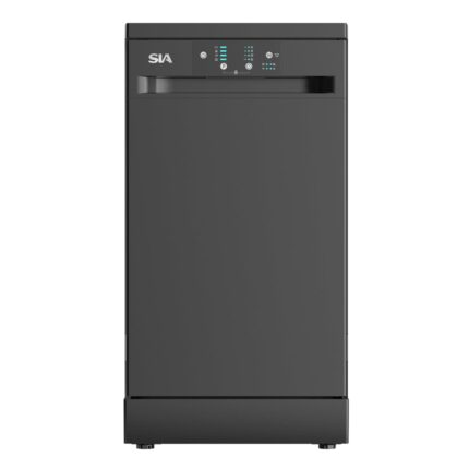 SIA SFSD459BL Freestanding Dishwasher, Slimline 45cm Width, 9 Place Settings, Delay Start, 4 Programs, 29 Minute Quick Wash, Black