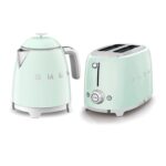 50’s Style Retro Range Breakfast Set, 0.8L 1400W Mini Kettle and Multi-Functional Control 2-Slice 950W Toaster, Pastel Green, KLF05PGUK/ TSF01PGUK