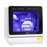 2025 NEW Upgraded Table Top Dishwasher with Water Softener and Enhanced Energy Efficiency, Portable Dishwasher with 8 Wash Programs, Child Lock & Delayed Start Function, No…