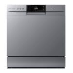 CTTD8SL-b Mini Counter Top Dishwasher in Silver – 8 Place Setting Capacity – Table Top – Compact Design – 7 Wash Cycles – ECO Friendly Mode