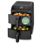 Turbo Tower Compact 8.6L, 39% Space-Saving Double-Stack Airfryer, Ceramic PFAS-Free,TurboBlaze Dual DC Motors for Even & Faster Cooking, Perfect for Family Meals