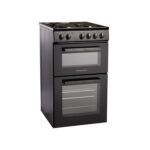 CFSPTC502BK 50cm Wide Freestanding Electric Twin Cavity Cooker, Combined 93 Litre Capacity with 4 Zone Solid Plate Top Hob Cooktop – in Black