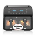 9L Dual Air Fryer with Digital Display, Healthy Oil Free 2500W Air Fryer with 8 Preset, LED One Touch Screen, Timer & Adjustable Temperature Control (9L(4.5L+4.5L) Dual…