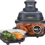 Portable Air Fryer, 3.8L, 4-in-1: Air Fry, Roast, Keep Warm, Recrisp, Space Saving Compact Design, 2x Removable Glass Containers & Lids, 1700W, Cyber Space Blue…