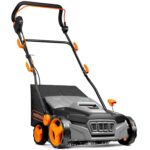 Artificial Grass Brush 1800W – Electric Lawn Sweeper Cleaner Machine, 45L Collection Bag, 12m Cable, 5 Adjustable Heights, 380mm Working Width, Foldable Handle