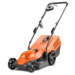 320V Wheeled Electric Lawnmower – 1300 W Motor, 32 cm Cutting Width, 30 Litre Grass Box, Soft Grip Handles, Orange and Grey