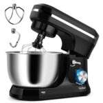 VonShef Black Stand Mixer 1000W – Electric Stand Mixers for Baking, 8 Speed Standing Food Mixer with Splash Guard, 4.5L Stainless Steel Mixing Bowl, Beater, Dough Hook & Balloon…