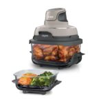 CRISPi Portable Air Fryer, 3.8L, 4-in-1: Air Fry, Roast, Keep Warm, Recrisp, Space Saving Compact Design, 2x Removable Glass Containers & Lids, 1700W, Stone FN101UKST