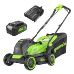 24V Cordless Lawnmower with Brushless Motor for Smaller Lawns up to 140m², 33cm Cutting Width, 30L Bag, Lawnmower with 24V 4Ah Battery & Charger, 3 Year…