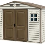 WoodSide 10 x 8 (8.02 m2) Plastic Garden Shed with 3 Fixed Windows & Metal Foundation Kit, Strong Metal Roof Structure Fire Retardant and Maintenance-Free Storage Shed -…