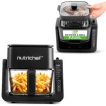 Air Fryer and Grill, 4 Litre Airfryer, 7 in 1, Preset Cook Modes, Transparent Fry Bowl, Cook Shrimp, Steak, Fries, 4L Glass Air Fryer and 1.2L Grill, Black