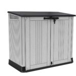 Store it Out Nova Outdoor Garden Storage Shed, 32 x 71.5 x 113.5 cm, Light Grey with Dark Grey Lid