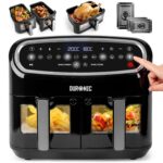 XXL Air Fryer AF34 BK 10L Digital Family Size Air Fryers Oil Free Triple Drawers 10in1 Dual Zone Extra Large AirFryer for Family Cooking with Dishwasher Safe Non-Stick…