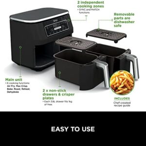 Ninja Foodi Dual Zone Air Fryer AF300UK 6-in-1 7.6L Digital Air Fryer with 2 Drawers – Black - Image 4