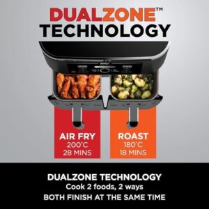 Ninja Foodi Dual Zone Air Fryer AF300UK 6-in-1 7.6L Digital Air Fryer with 2 Drawers – Black - Image 6