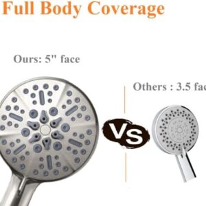 High Pressure Shower Head with Handheld Handheld Shower Head with 5 Spray Modes & Stainless Steel Hose – Brushed Nickel - Image 4