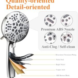 High Pressure Shower Head with Handheld Handheld Shower Head with 5 Spray Modes & Stainless Steel Hose – Brushed Nickel - Image 6