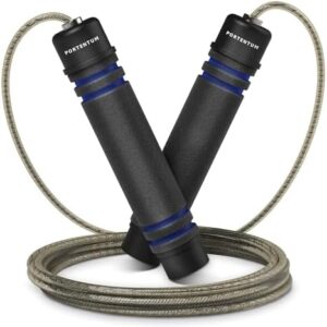 PORTENTUM Speed Skipping Rope Speed Jump Rope with Ball Bearings & Adjustable Length – Black