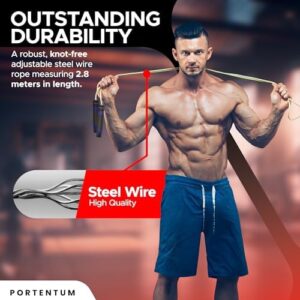 PORTENTUM Speed Skipping Rope Speed Jump Rope with Ball Bearings & Adjustable Length – Black - Image 4
