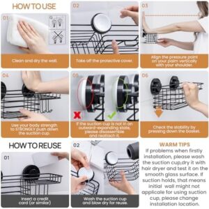 LEVERLOC Shower Caddy Suction Cup Suction Cup Shower Caddy 2-Pack with Hooks & Soap Holder – Black - Image 6