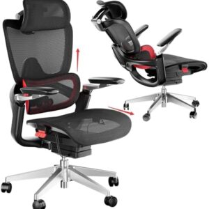 Ergonomic Mesh Office Chair Model Zen Ergonomic Mesh Office & Gaming Chair with Adjustable Headrest & Armrests – Red