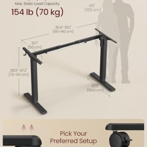 VASAGLE Electric Standing Desk Frame LSD021B02 Electric Height Adjustable Standing Desk Frame with Memory Settings – Black - Image 6