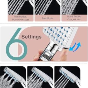 Cobbe Hard Water Filter Shower Head High Pressure Filtered Shower Head with Hose & 6 Spray Modes – Chrome - Image 4